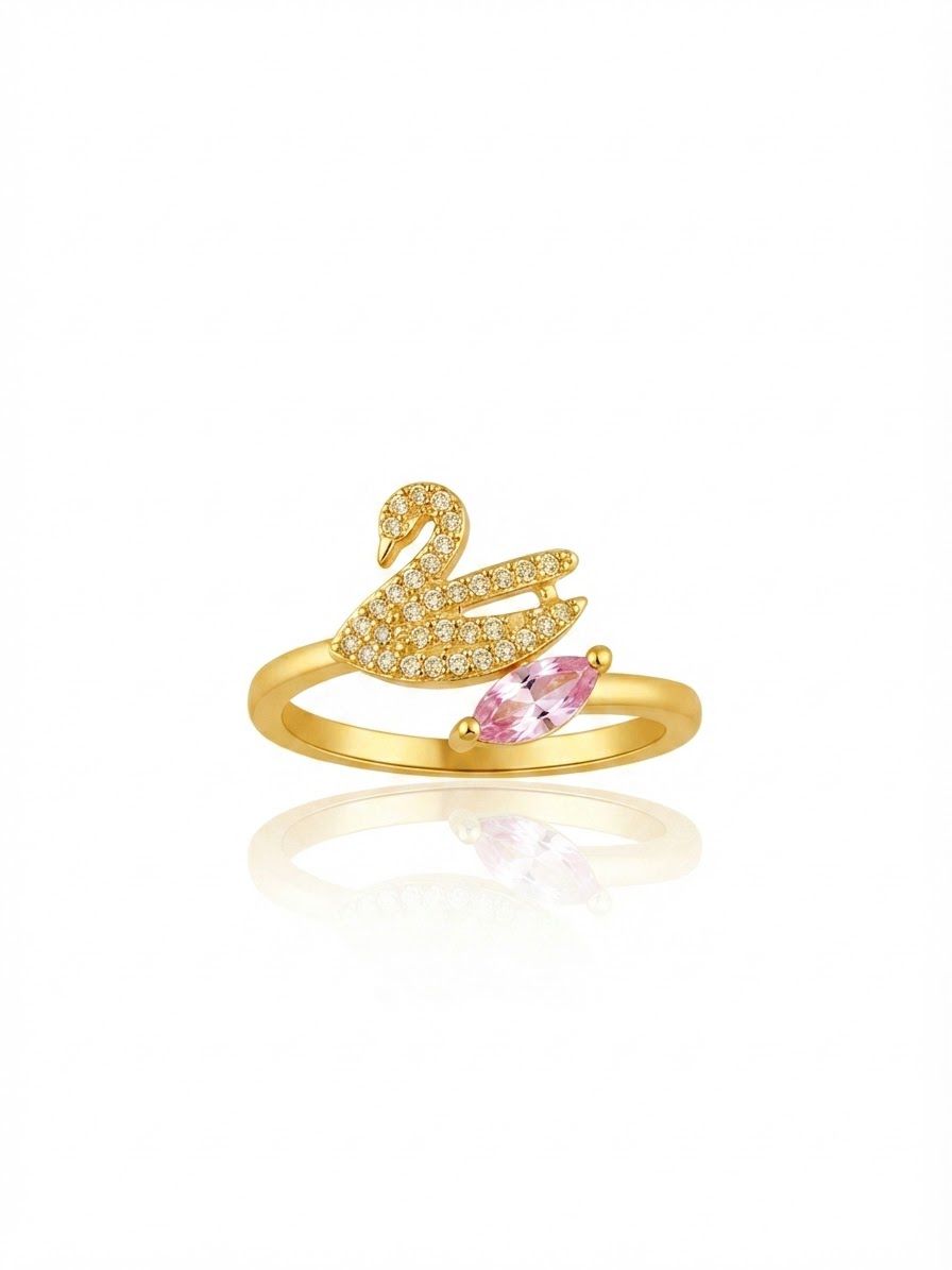 ✨Exclusive Zircon Studded Sleek Swan Gold Adjustable Ring ✨