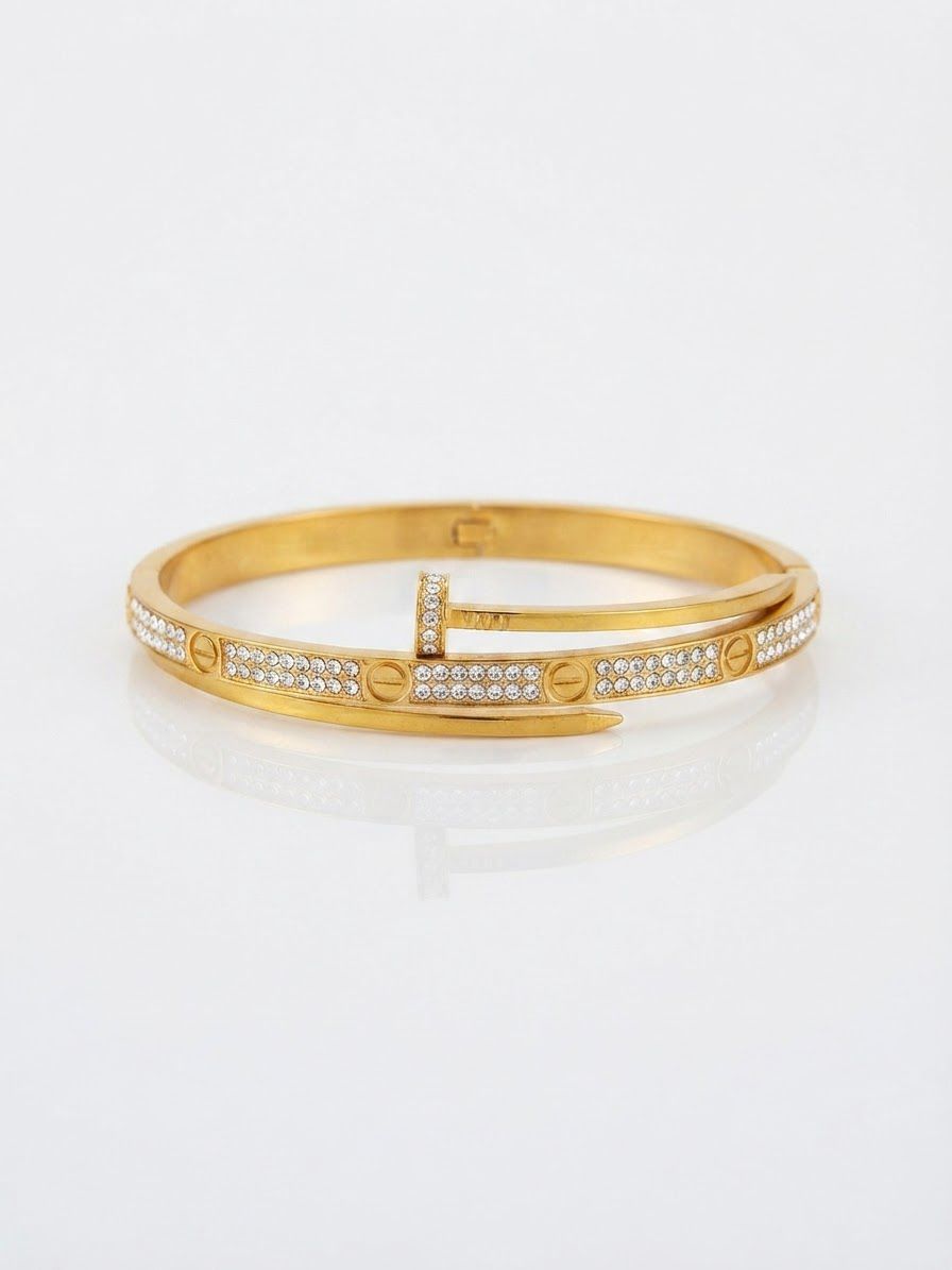 ✨Exclusive Crystal Nail Sleek Gold Cuff bracelet ✨