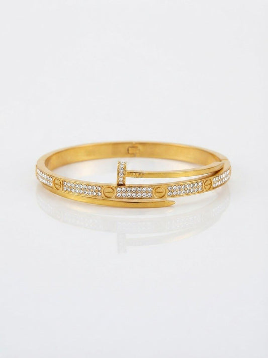 ✨Exclusive Crystal Nail Sleek Gold Cuff bracelet ✨