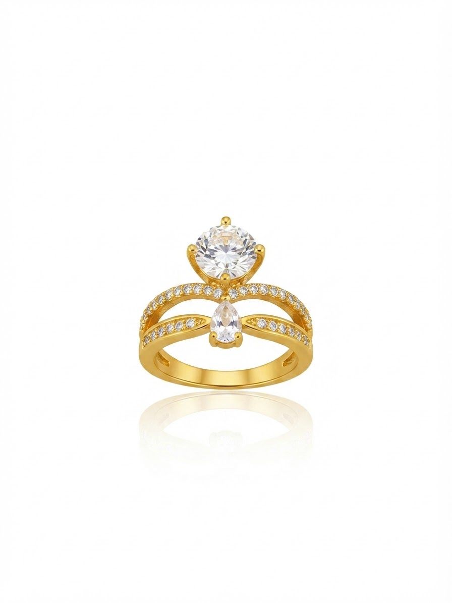 ✨Exclusive Zircon Studded Sleek Gold Adjustable Ring ✨