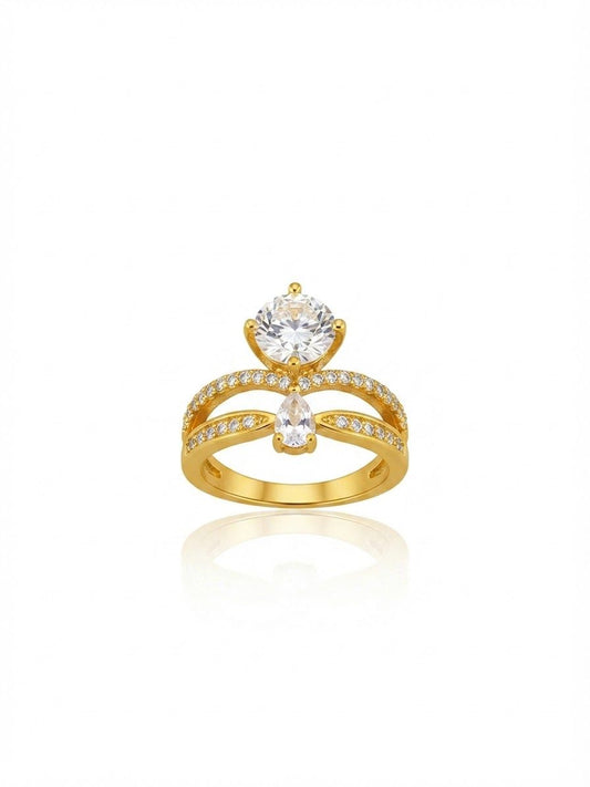 ✨Exclusive Zircon Studded Sleek Gold Adjustable Ring ✨