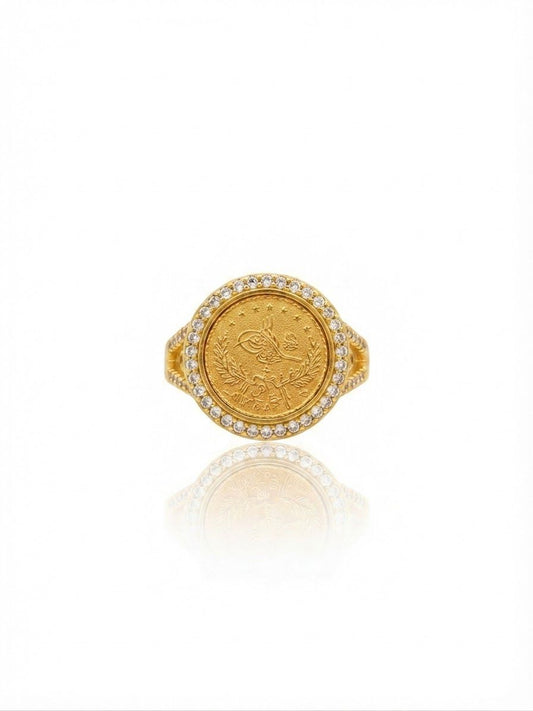 ✨Exclusive Studded Coin Sleek Gold Adjustable Ring ✨