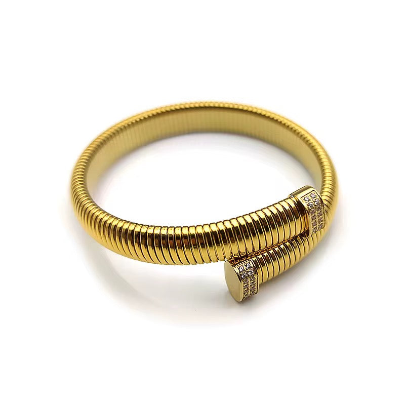 ✨Stainless steel Gold Chunky Zirconia Adjustable Cuff Bracelet ✨