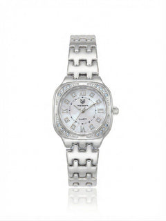 ✨Exquisite stainless steel Silver Blacl dial Zirconium True worth Watch✨