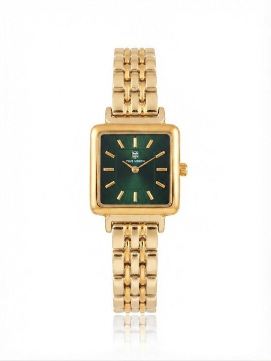 ✨Exquisite Golden stainless steel Emerald dial True worth Watch✨