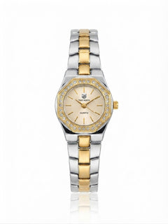 ✨Exquisite stainless steel Silverxgold white dial Zirconium True worth Watch✨