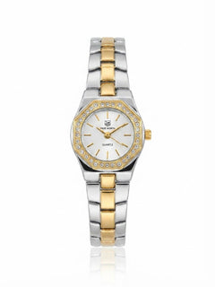 ✨Exquisite stainless steel Silverxgold white dial Zirconium True worth Watch✨
