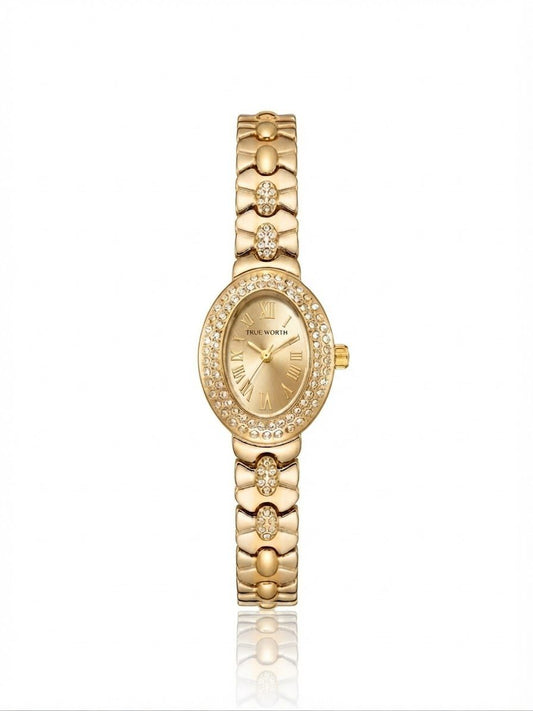 ✨Exquisite Golden stainless steel Gold dial Oval True worth Watch✨