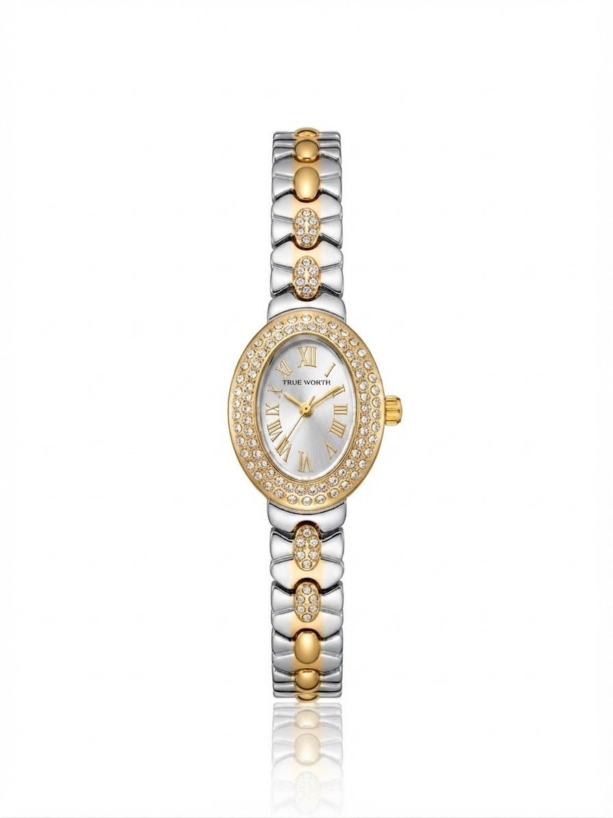 ✨Exquisite SilverxGold stainless steel white dial Oval True worth Watch✨