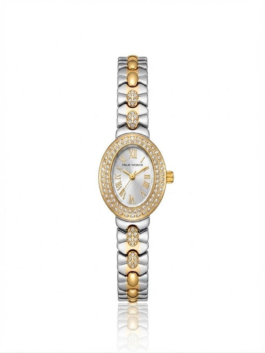 ✨Exquisite SilverxGold stainless steel white dial Oval True worth Watch✨