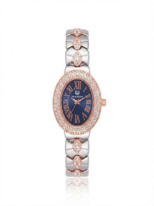 ✨Exquisite SilverxroseGold stainless steel blue dial Oval True worth Watch✨