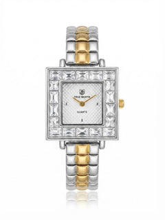 ✨Exquisite SilverxGold stainless steel white dial square True worth Watch✨