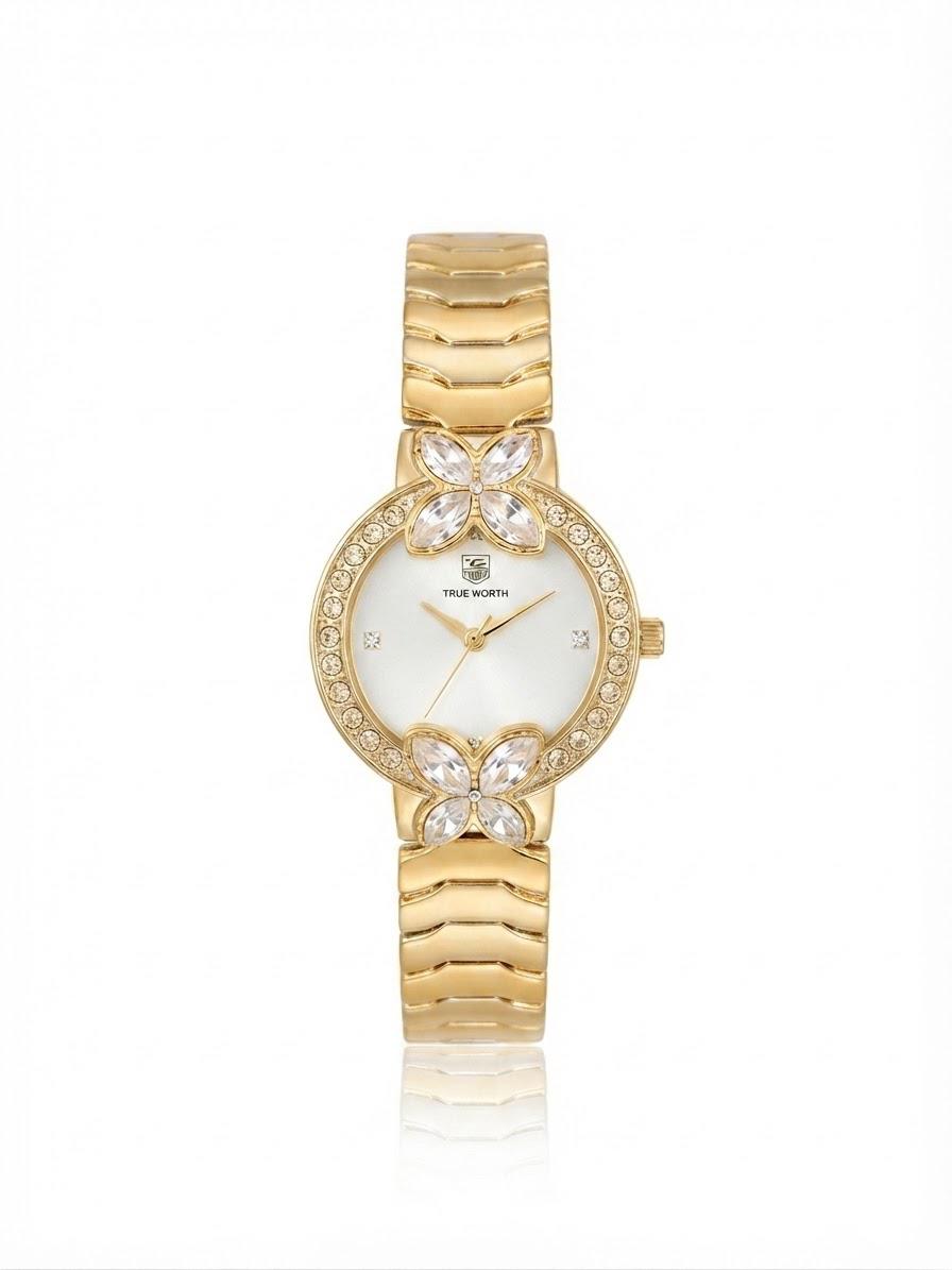 ✨Exquisite Gold stainless steel white dial butterfly True worth Watch✨