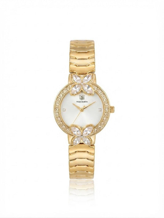 ✨Exquisite Gold stainless steel white dial butterfly True worth Watch✨