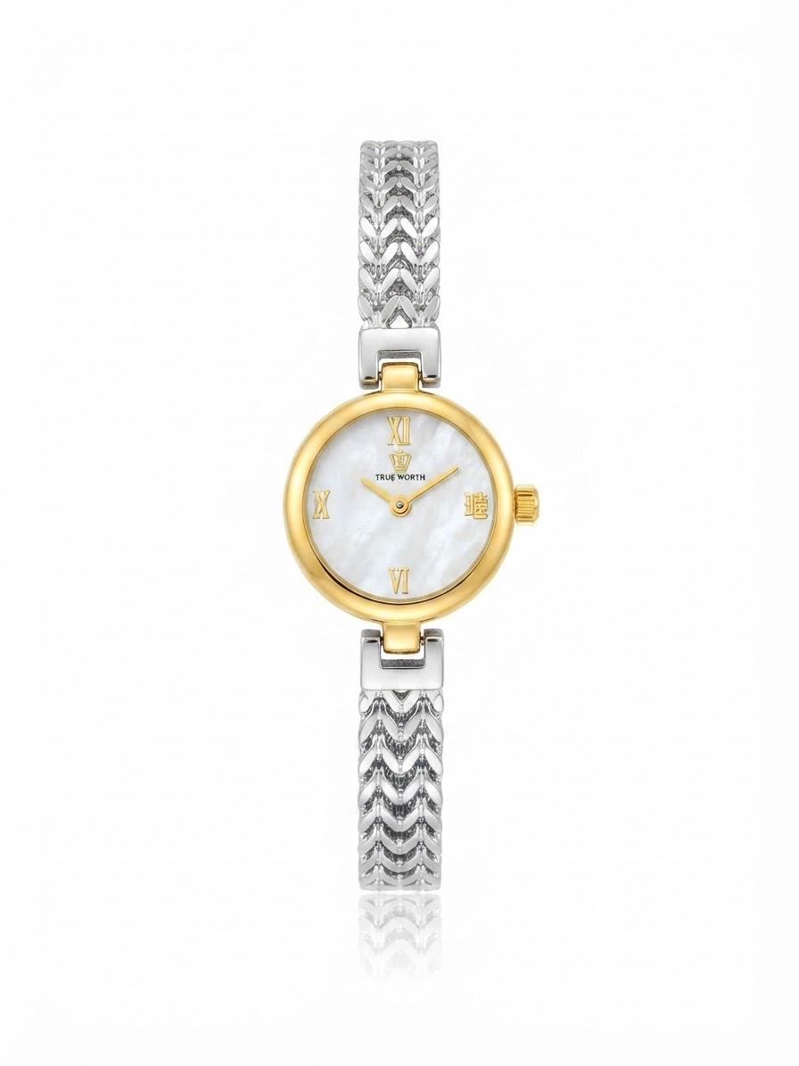 ✨Exquisite silverxGold stainless steel white dial True worth Watch✨