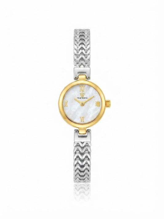 ✨Exquisite silverxGold stainless steel white dial True worth Watch✨