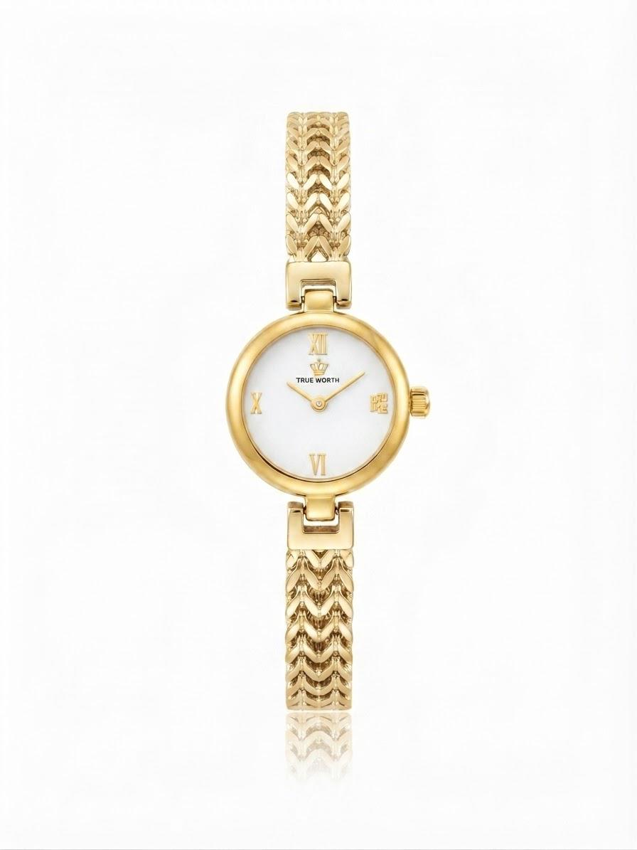 ✨Exquisite Gold stainless steel white dial True worth Watch✨