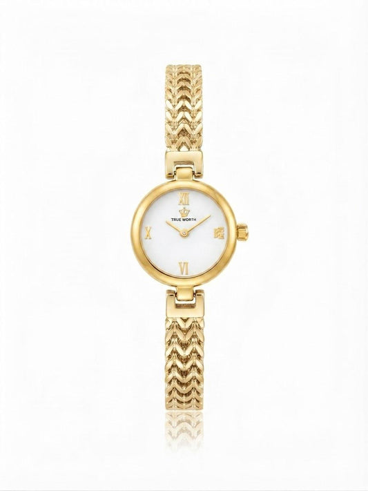 ✨Exquisite Gold stainless steel white dial True worth Watch✨