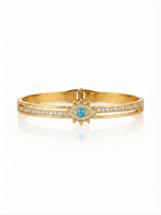 ✨Stainless steel Gold Zirconia studded Evil Eye Cuff Bracelet ✨