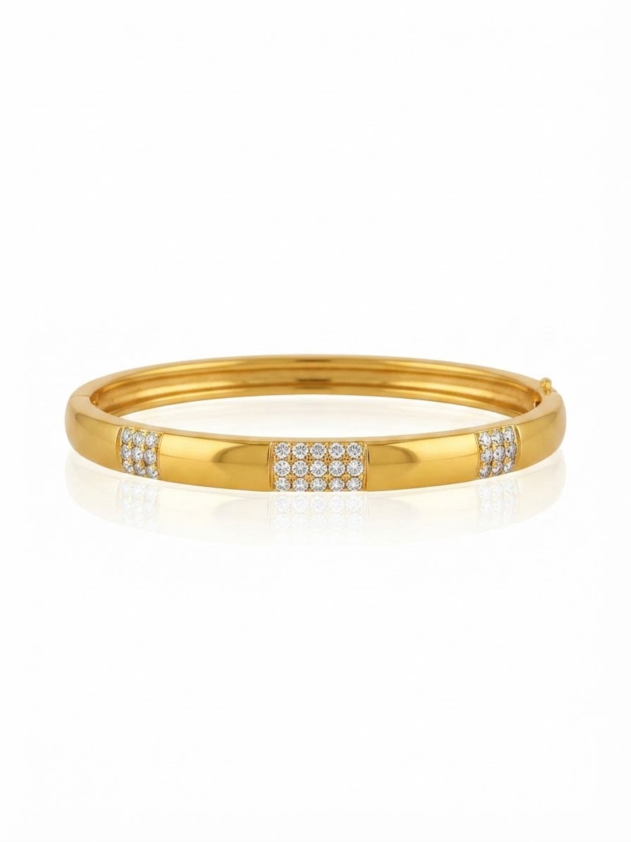 ✨Stainless steel Gold Zirconia studded  Cuff Bracelet ✨