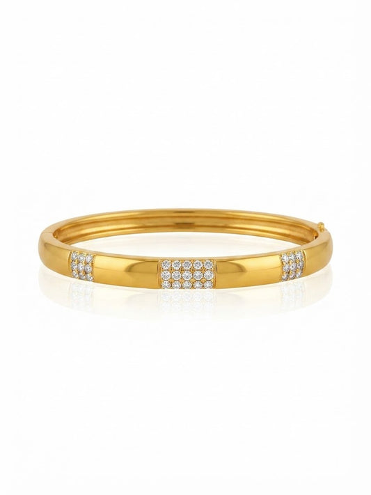 ✨Stainless steel Gold Zirconia studded  Cuff Bracelet ✨
