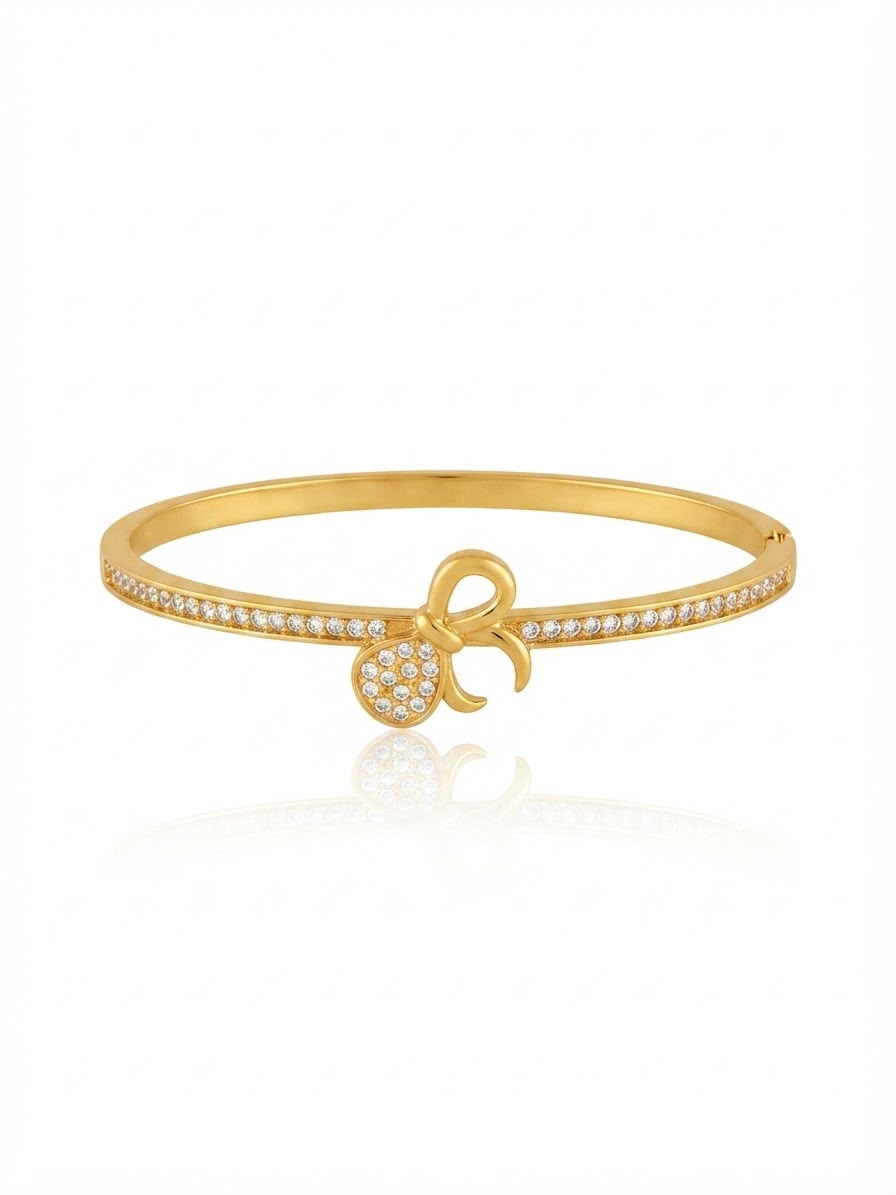 ✨Stainless steel Gold Zirconia studded Bow Cuff Bracelet ✨