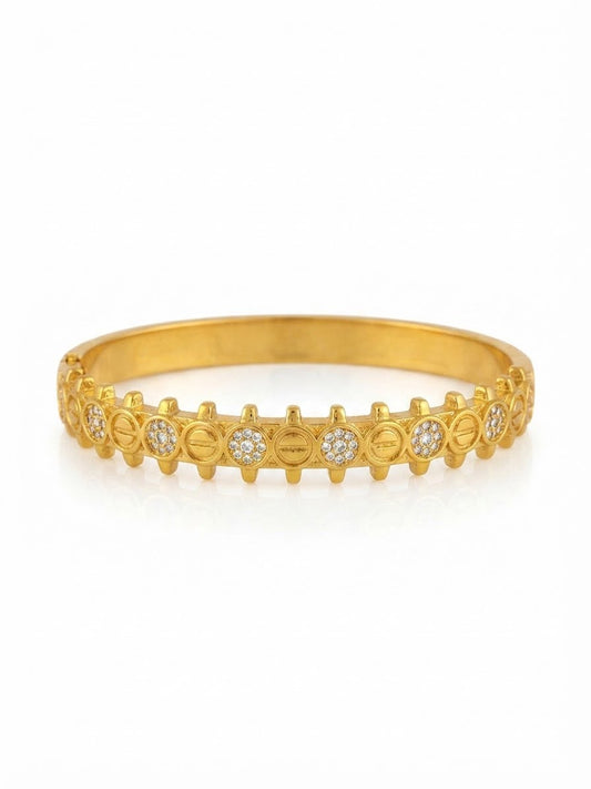 ✨Stainless steel Gold Zirconia studded 18k Cuff Bracelet ✨