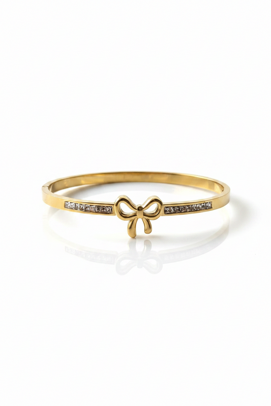 ✨Stainless steel Exquisite Gold Bow Diamanté Cuff Bracelet ✨