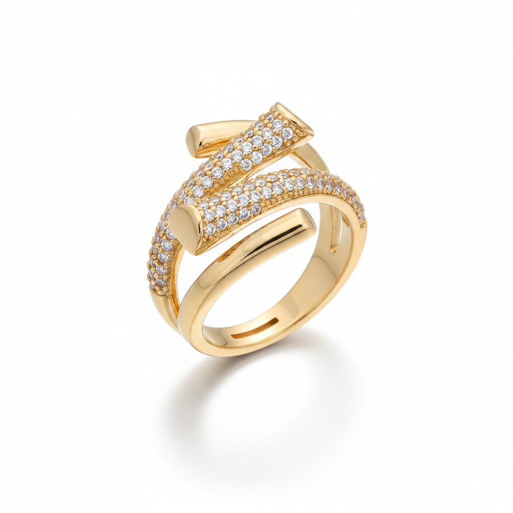 ✨ Exquisite Zirconium Crystal Adjustable Gold Nail Ring✨