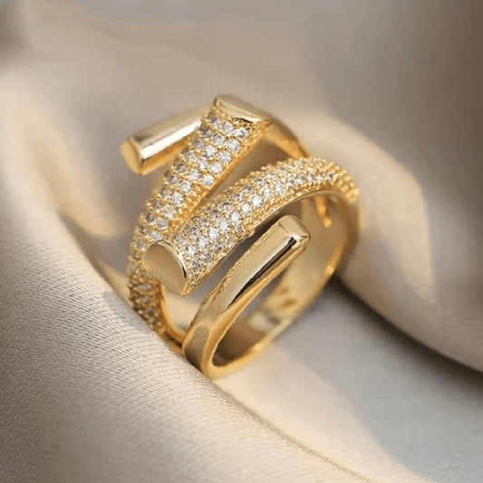 ✨ Exquisite Zirconium Crystal Adjustable Gold Nail Ring✨