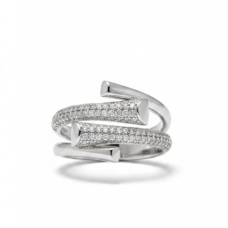 ✨ Exquisite Zirconium Crystal Adjustable Silver Nail Ring✨