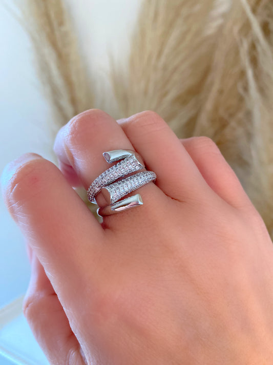 ✨ Exquisite Zirconium Crystal Adjustable Silver Nail Ring✨