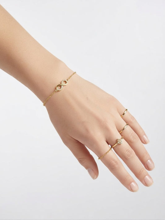 ✨Stainless steel Infinity Gold Zirconia studded 18k chain Bracelet ✨