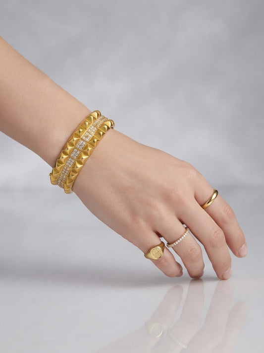 ✨Stainless steel Gold Zirconia studded Emaar 18k Cuff Bracelet ✨