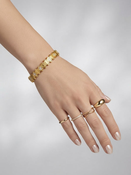 ✨Stainless steel Gold Zirconia studded 18k Cuff Bracelet ✨