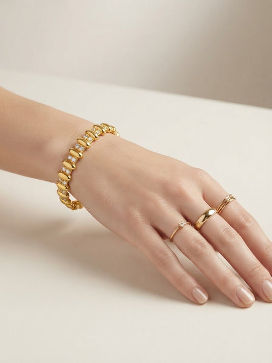 ✨Stainless steel Gold Zirconia studded Amara Cuff Bracelet ✨
