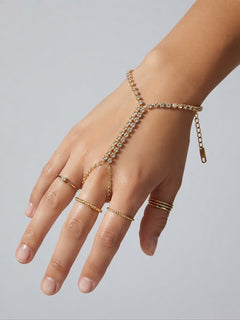 ✨Exquisite Stainless steel Gold Tennis exotic Hand chain bracelet ✨