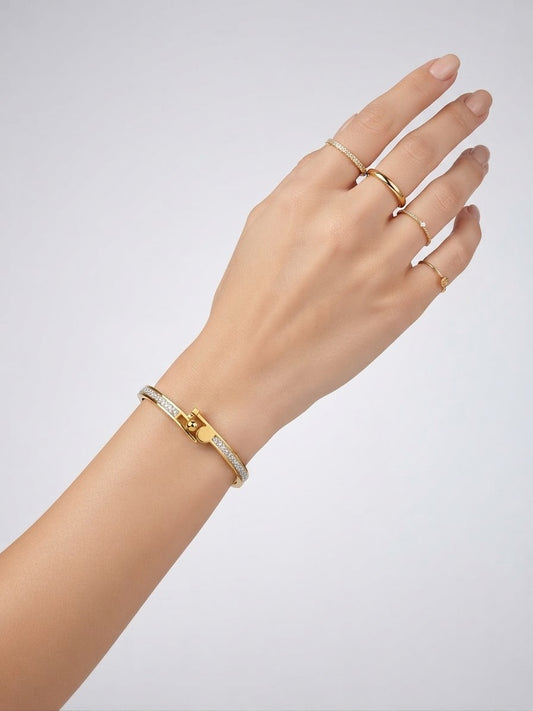 ✨Exclusive Crystal Nail Stainless steel cuff bracelet ✨