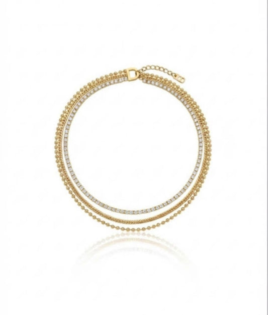 ✨Stainless steel beaded Gold Zirconia studded 18k chain Bracelet ✨