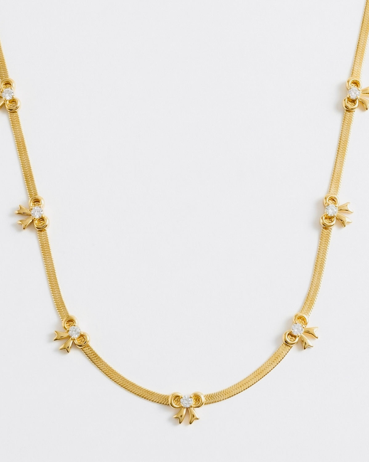 ✨Exclusive Stainless Gold Crystal Bow Snake Chain Necklace ✨
