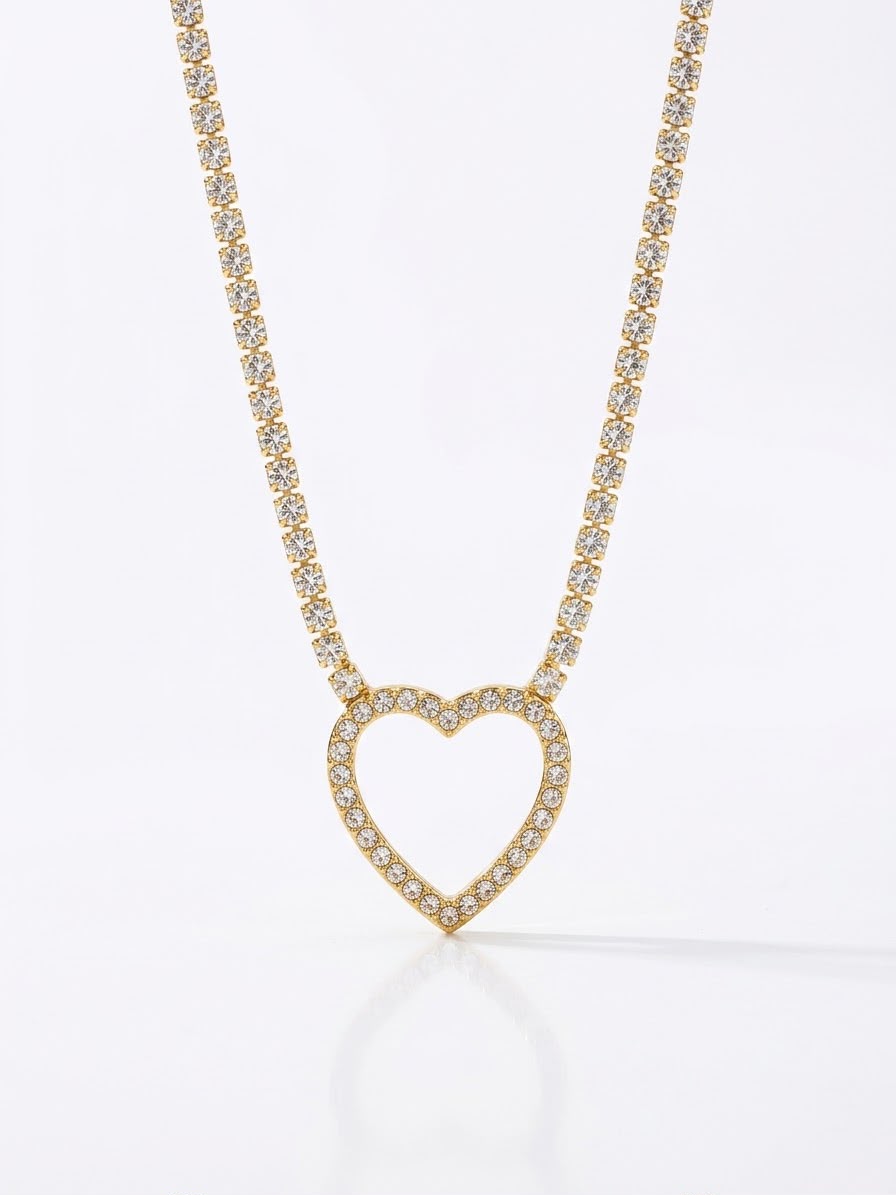 Romero Heart crystal Tennis chain pendant