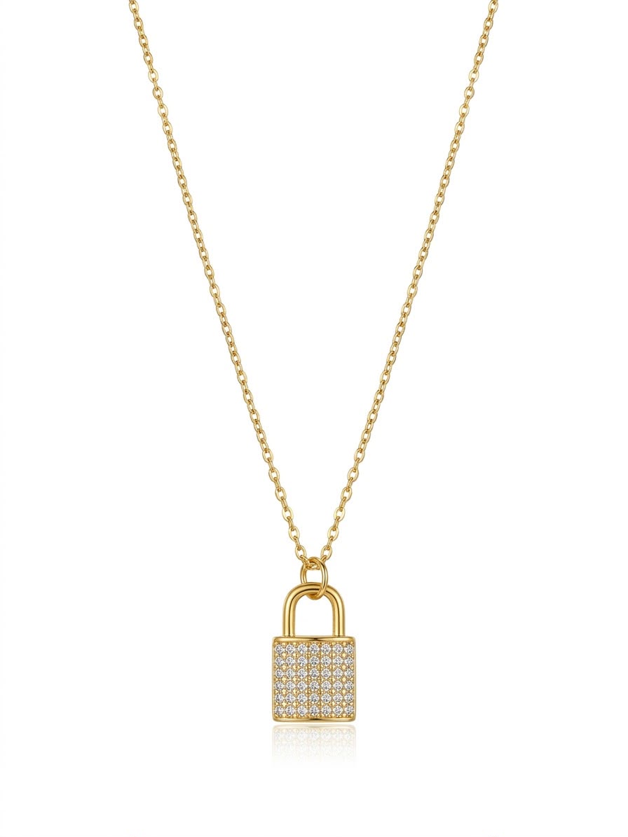 Crystal Lock chain pendant