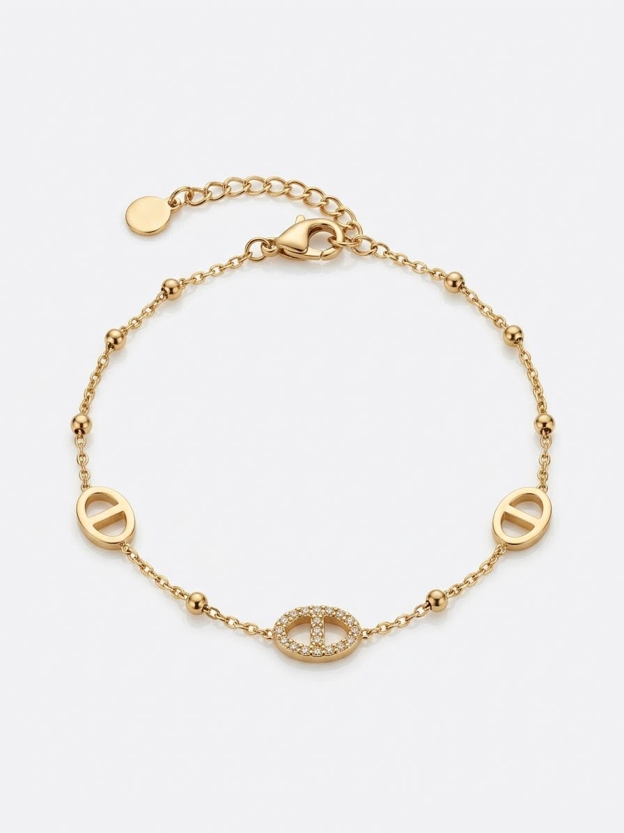 Crystal Infinity rice bead chain bracelet