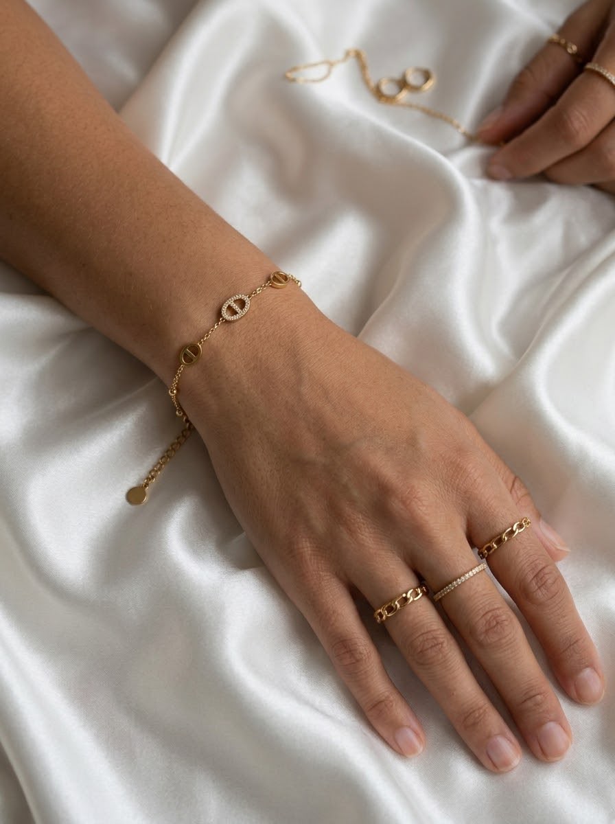 Crystal Infinity rice bead chain bracelet