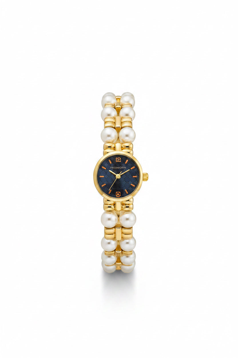 ✨ Exquisite Gold Pearl Blue Dial Trueworth Chain Watch ✨