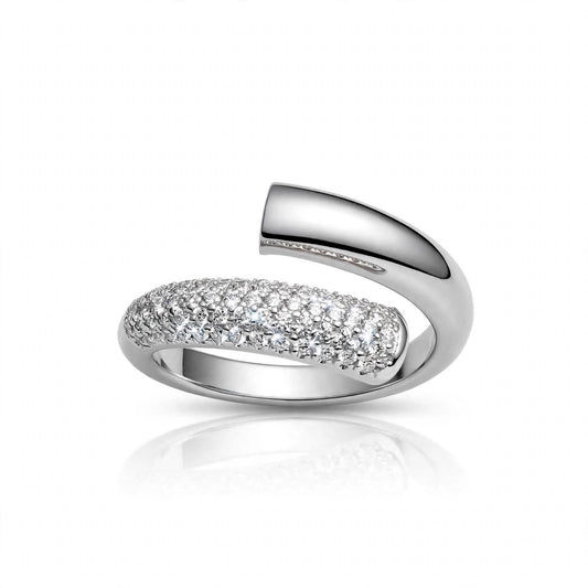 S925 Zirconium 
Crystal studded silver adjustable ring