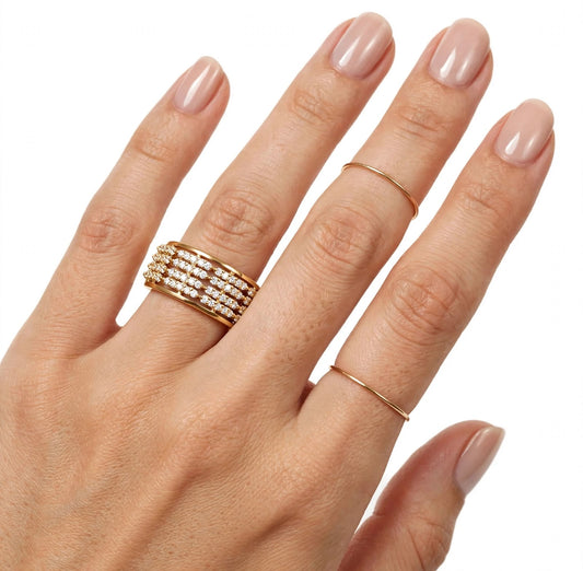 S925 Crystal Zirconia studded golden adjustable ring
