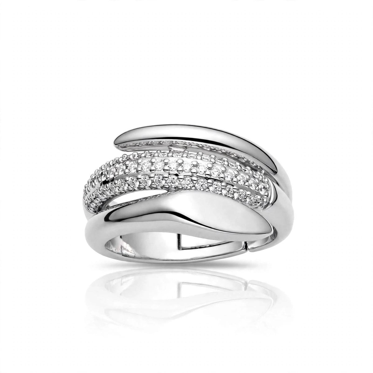 S925 Crystal Zirconium studded Silver adjustable ring