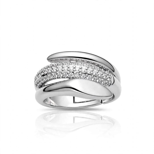 S925 Crystal Zirconium studded Silver adjustable ring