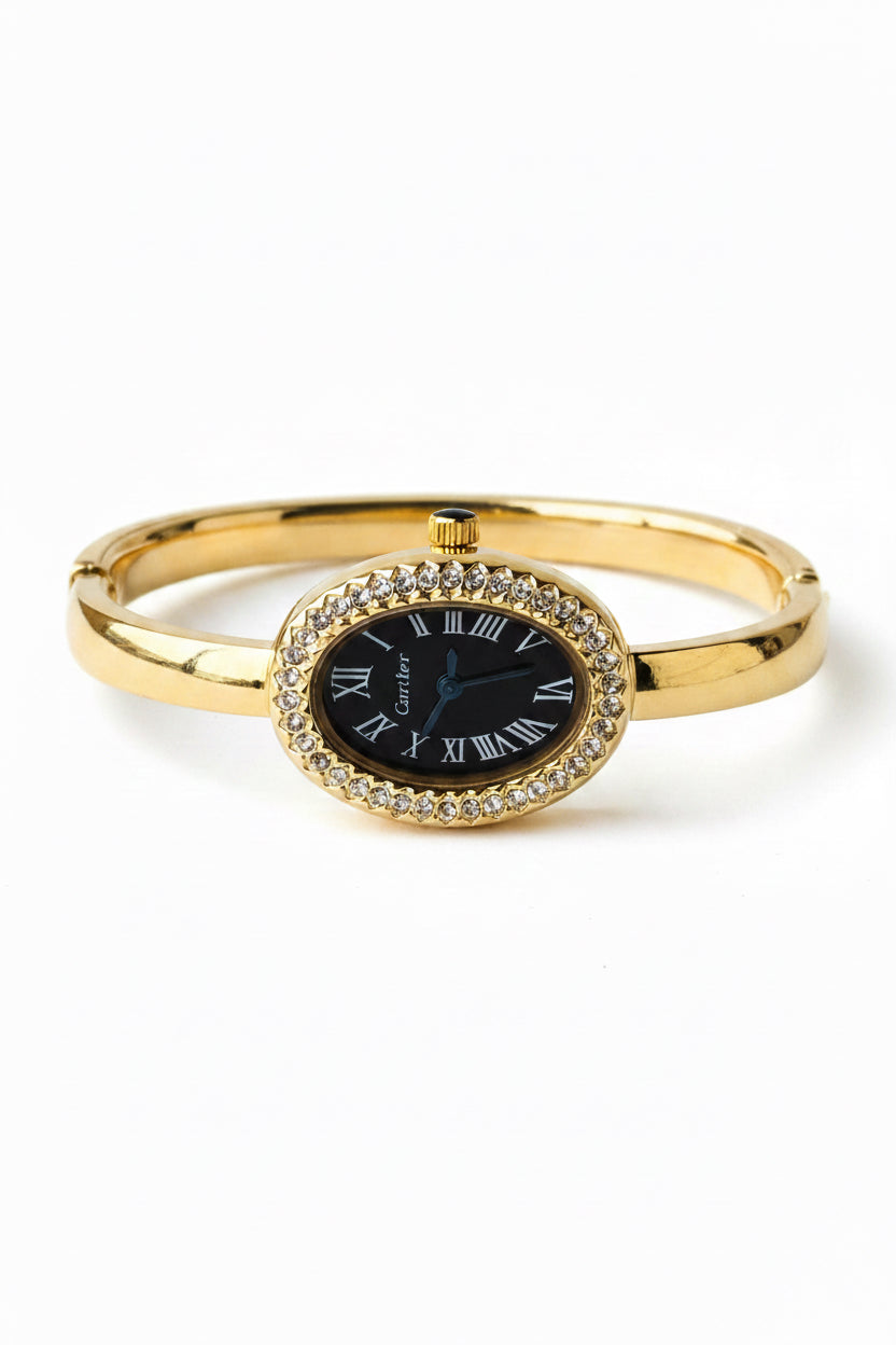 ✨ Carte Gold Black Dial Zircon studded Watch ✨